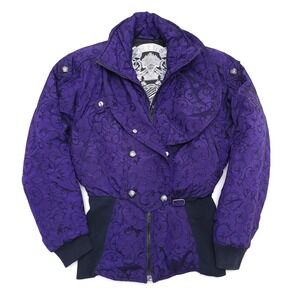 Vintage NILS Skiwear Women's Purple Jacket Ski Outfit Snow Suit Coat Size 8